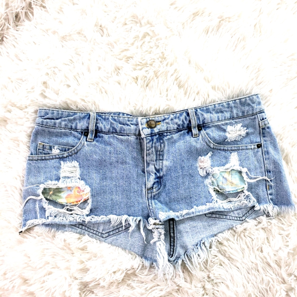 Obey cut off frayed distressed open pocket shorts sz 29
